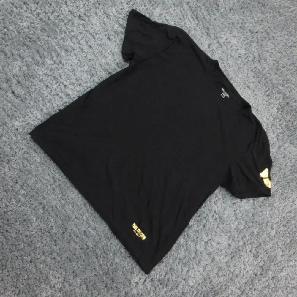 True Religion Shirt Mens Large Black Gold Foil Horseshoe Logo Graphic Cotton